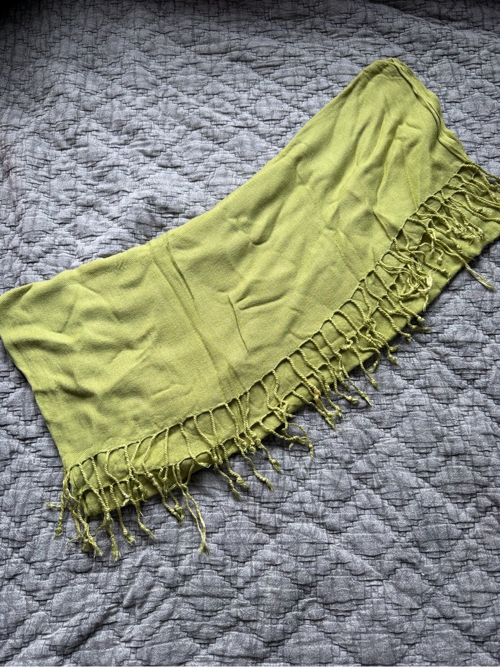 Light Green Fringed Scarf